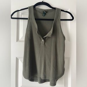 Olive green Henley button tank